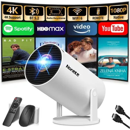 Projektor Ultra HD 2026 WiFi 6 BT 5.0 Android 11 Netflix Youtube USB